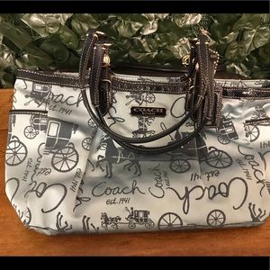 Silvery/Blue Coach Purse, barely used, like new!